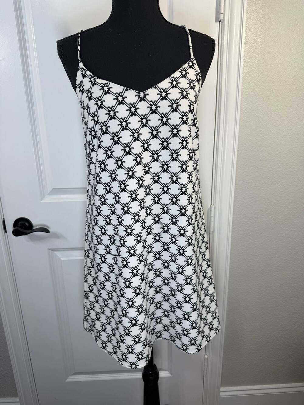 Pim + Larkin Black and White Geometric Print Slip Dress Size XS